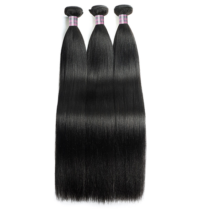 Ishow Yaki Straight 3 Bundles With 4x4 Lace Closure Brazilian Human Hair Bundles With Closure