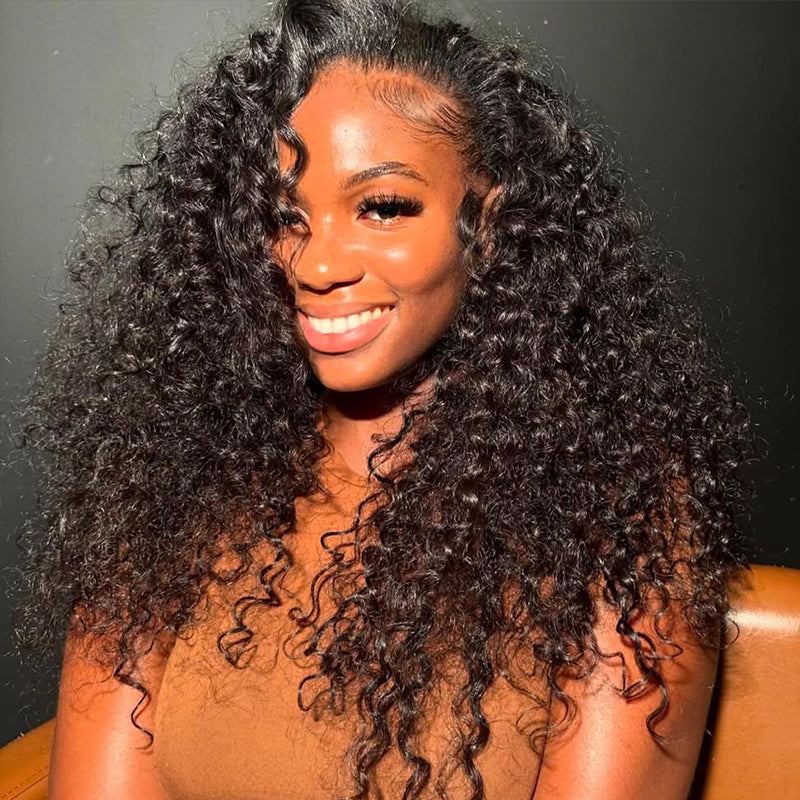 Ishow Brazilian Curly Hair Weave 4 Bundles With 13x4 Lace Frontal Closure