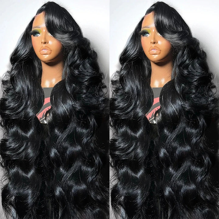 40 Inch Long Body Wave Human Hair Wig in Natural Black Color