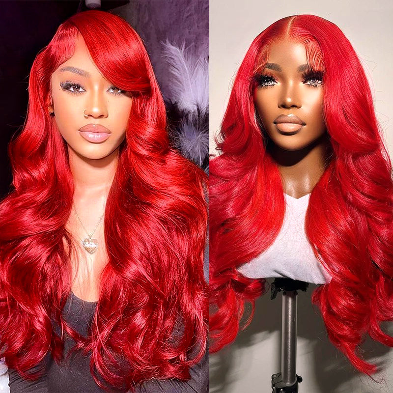 Ishow Red Lace Front Wigs Body Wave Wig 13x4 HD Lace Frontal Wigs Transparent Lace Wigs