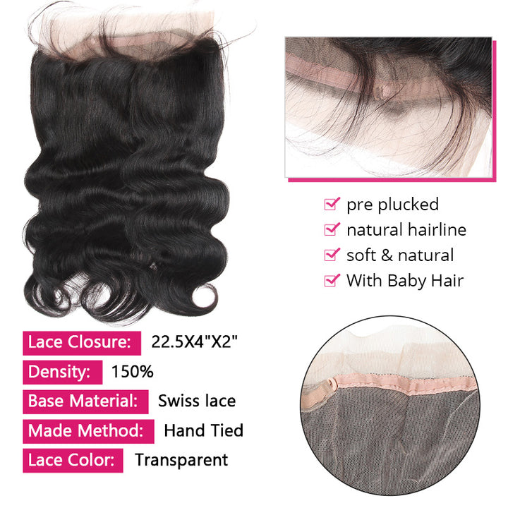 Virgin Indian Body Wave Hair 3 Bundles with 360 Lace Frontal Ishow Hair
