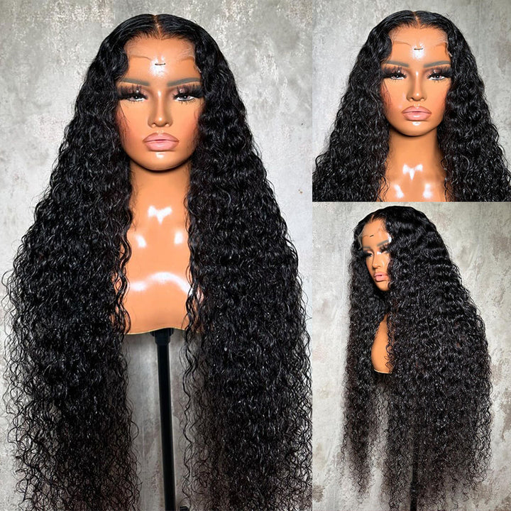 Styled Deep Wave HD Lace Front Wig On Mannequin With Natural Texture and Length