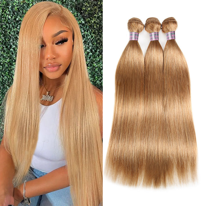 Ishow Honey Blonde Straight Hair 3 Bundles Brazilian Hair Weave 27# Color Remy Human Hair