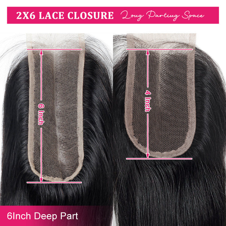 Ishow Loose Wave Hair Bundles With Closure Brazilian Hair 4 Bundles With 2x6 Lace Closure