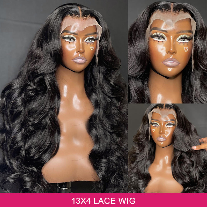 Body Wave Lace Front Wig On Mannequin, Pre-Plucked Hairline and Baby Hairs Showcased