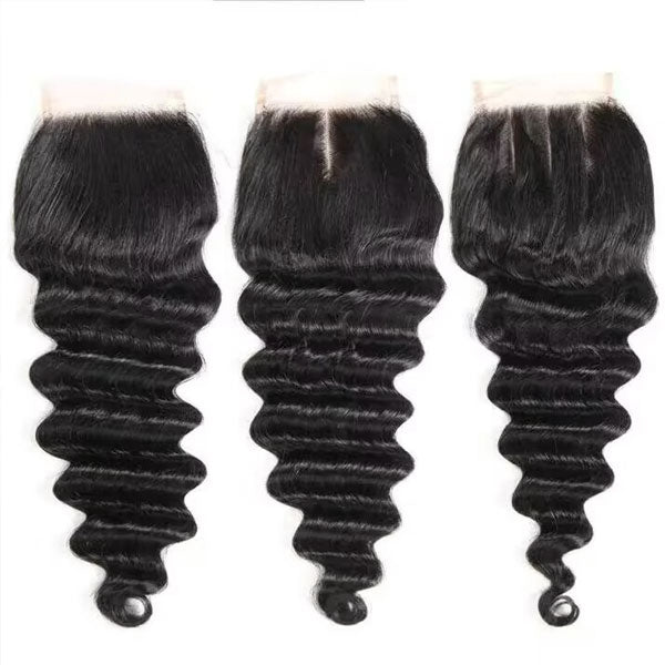 Ishow Peruvian Loose Deep Wave Hair Bundles with Closure Remy Human Hair 3 Bundles with 4x4 Lace Closure