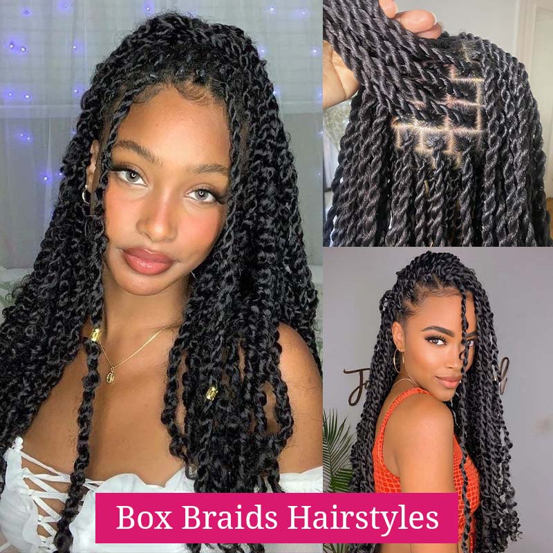 Box Braids Hairstyle With Two Models Showcasing Different Styles and Techniques