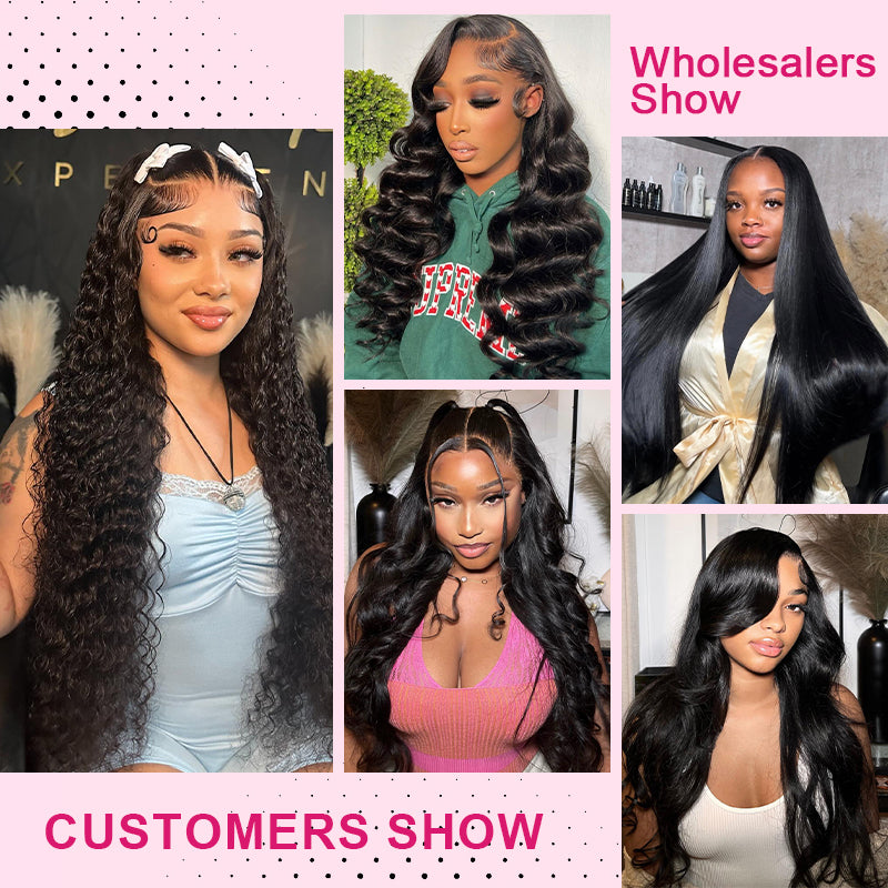 $360 Wholesale Package Deal Pre-Plucked Bleached Knots 13x4 Lace Front Glueless Wigs Human Hair 5Pcs