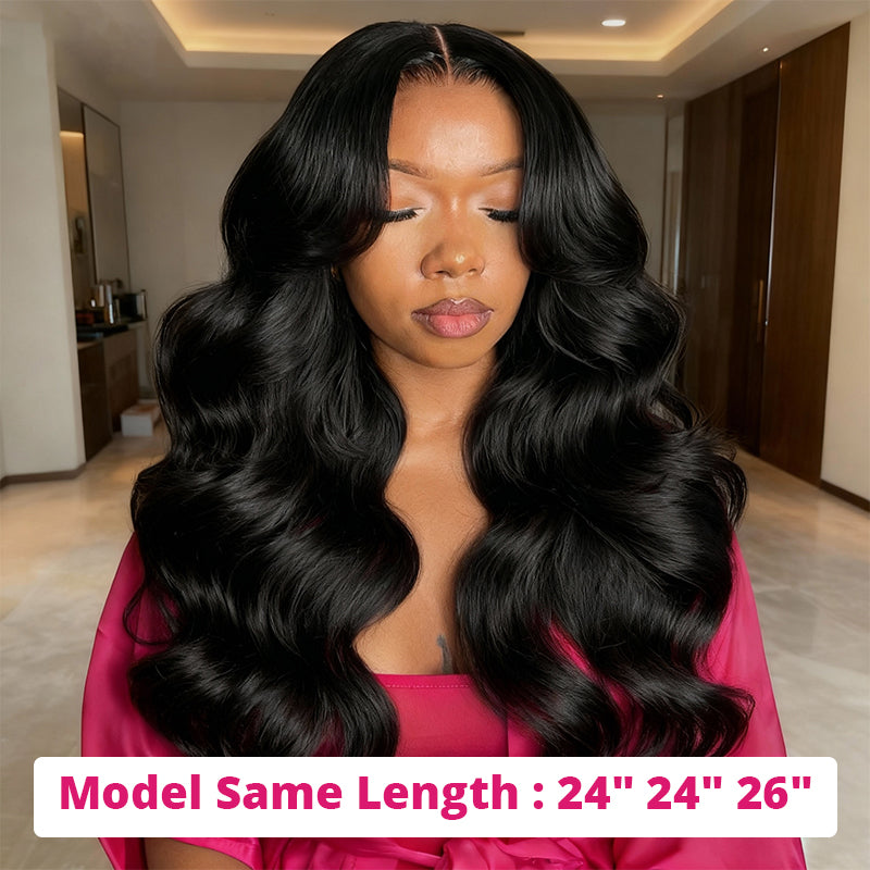 Model Showing 12a Grade 24 24 26 Inch Body Wave Human Hair Bundle