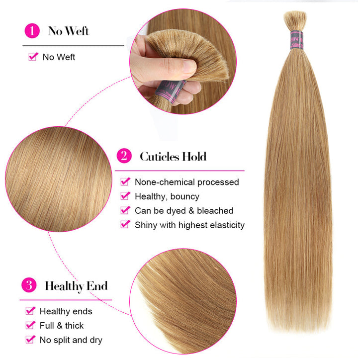 Ishow Bulk Human Hair For Braiding #27 Honey Blonde Deep Wave/#27 Straight Hair/#P4/27 Water Wave Human Braiding Hair