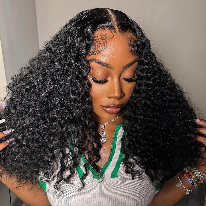 Ishow Deep Wave Human Hair Bundles With Closure Peruvian Hair 4 Bundles With 2x6 Lace Closure