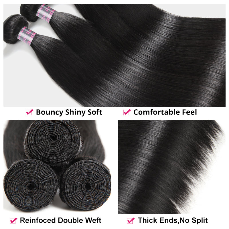 Ishow Virgin Indian Straight Human Hair Weave 4 Bundles