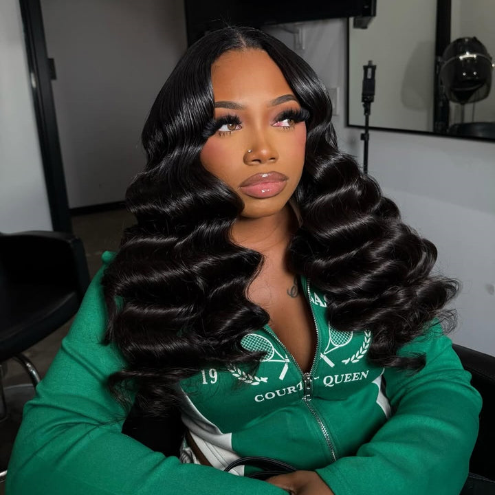 The Model Is Showcasing The Ishow Bogo Free 13x6 Lace Frontal Loose Deep Wig.