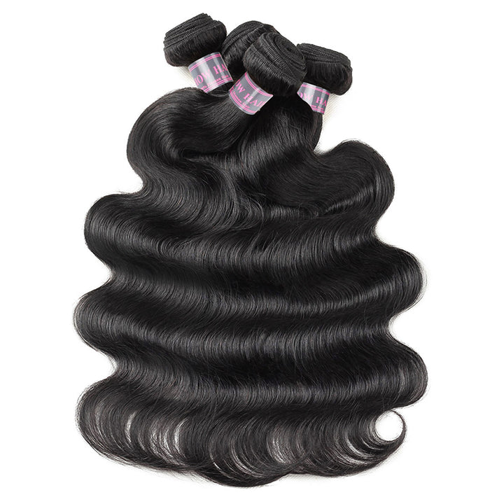 Ishow Body Wave Human Hair 4 Bundles With 2x6 Lace Closure Brazilian Hair Bundles With Closure