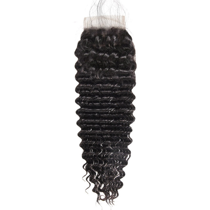 Deep Wave Hair Bundles with Closure Malaysian Human Hair 3 Bundles with 4x4 Lace Closure