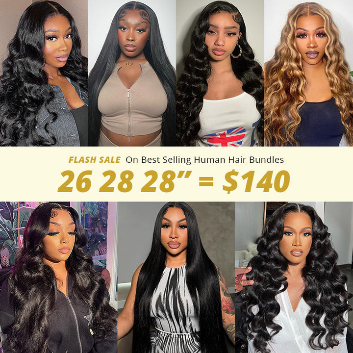 【Flash Sale】26 28 28"=$140 Only For Ishow Best Selling Body Wave/Loose Wave/Straight Human Hair Bundles With Closure