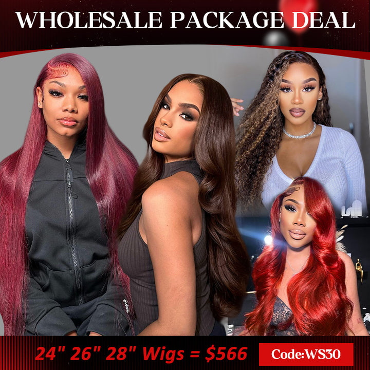 Ishow Wholesale Package Deal PPB™ Colored Human Hair Wigs 13x4 Pre Cut Lace Ready To Wear Wig Pre Plucked