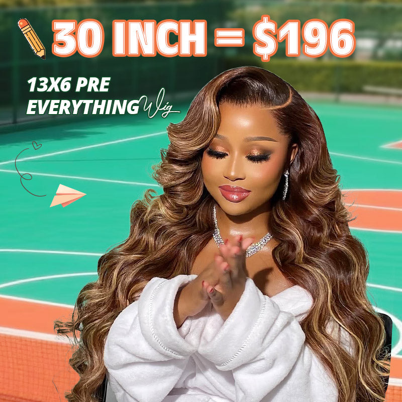 Woman with p4/27 13x6 body wave wiga gainst a green background