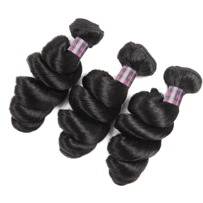 Malaysian Loose Wave Hair Extensions 3 Bundles With 360 Lace Frontal With Baby Hair Ishow 100% Remy Human Hair Weft - IshowVirginHair