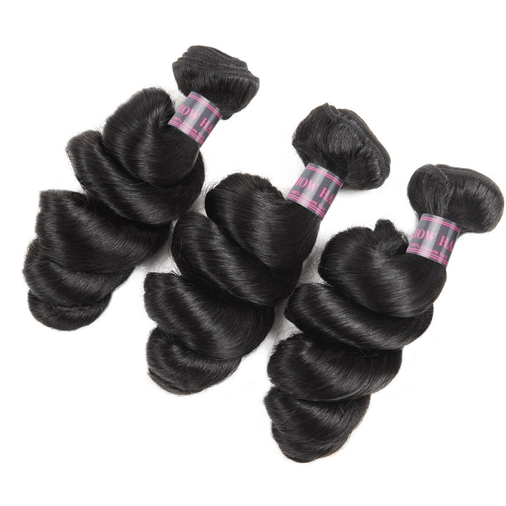 Malaysian Loose Wave Hair Extensions 3 Bundles With 360 Lace Frontal With Baby Hair Ishow 100% Remy Human Hair Weft - IshowVirginHair