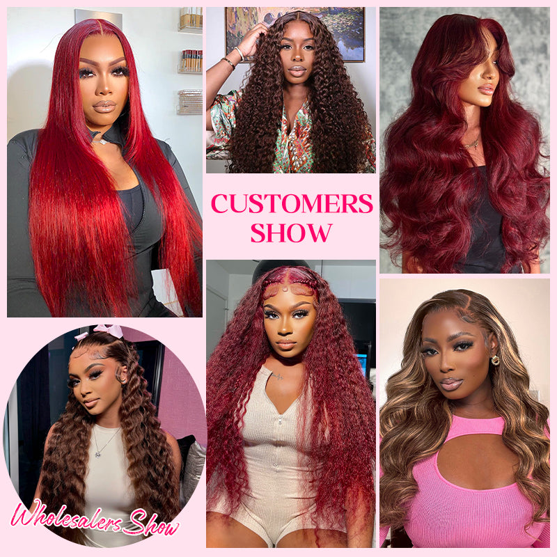 Ishow Wholesale Package Deal PPB™ Colored Human Hair Wigs 13x4 Pre Cut Lace Ready To Wear Wig Pre Plucked