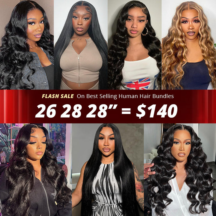 Collage of Women With Different Human Hair Bundle Styles for Ishow's Flash Sale