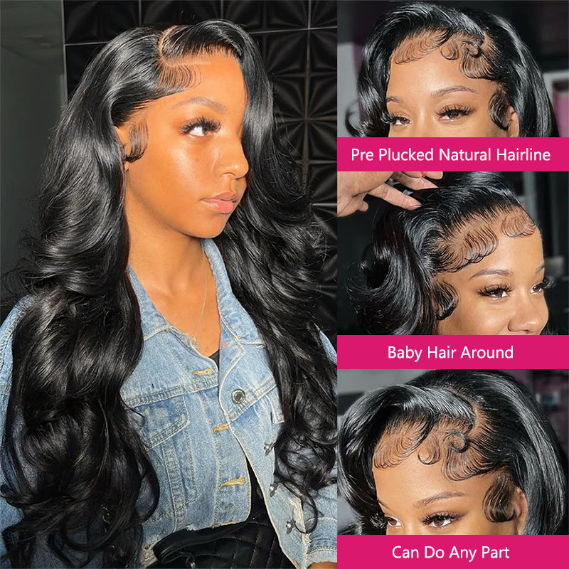 Body Wave Wig Showing Pre-Plucked Natural Hairline and Soft Baby Hairs