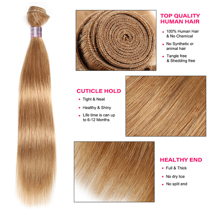 Straight Honey Blonde Bundle of 100% Human Hair, No Shedding Or Tangles