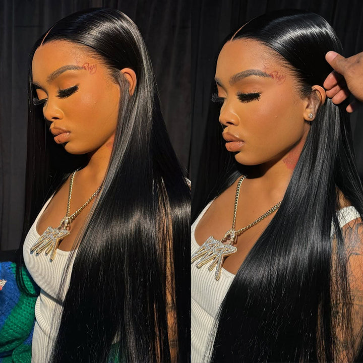 Ishow Virgin Brazilian Straight Hair Weave 3 Bundles with 13x4 Lace Frontal