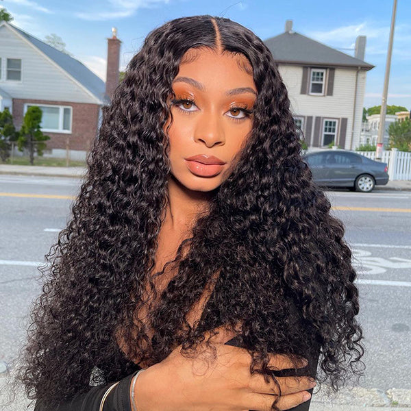Ishow PPB Invisible Knots Water Wave Human Hair Wigs Pre Cut Wigs Glueless 5x5 HD Lace Closure Wig Pre Plucked