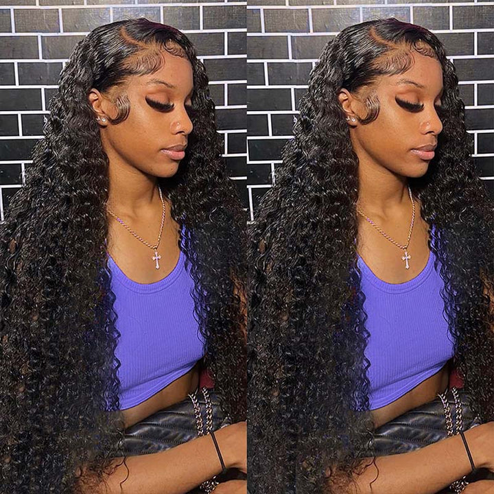 Model Wearing HD Invisible Lace Wig With Long Curly Hair, Seamless Lace Blend
Close-Up of Undetectable HD Lace Wig With Pre-Plucked Hairline and Natural Blend