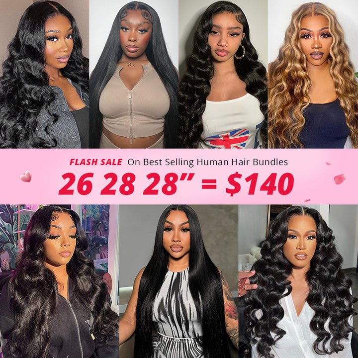 Collage of Women With Different Human Hair Bundle Styles for Ishow's Flash Sale