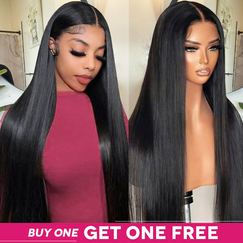 Long Straight Glueless Lace Frontal Wigs On Models With 'Buy One Get One Free' Offer