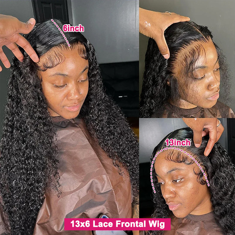 Deep Curly Human Hair Lace Front Wig Malaysian Hair Lace Wigs 13x6 HD Frontal Wigs