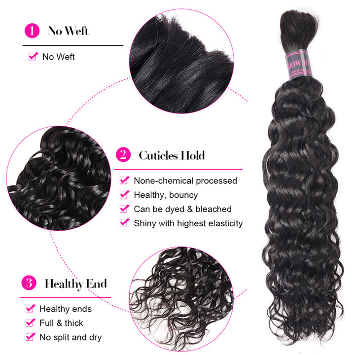 Ishow Bulk Human Hair for Braiding Curly Hair/Deep Wave/Water Wave/Straight Hair/Loose Wave Braiding Hair No Weft Raw Human Hair For Black Women