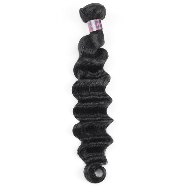 Peruvian Loose Deep Wave Human Hair Bundle With Natural Black Color