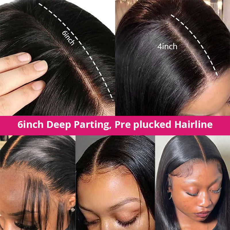 [20"=90]Ishow Flash Sale Silky Straight 2x6 Lace Closure Wig Deep Part Affordable Human Hair Wigs