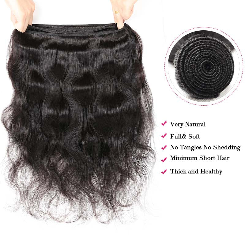 Ishow Body Wave Human Hair 4 Bundles With 2x6 Lace Closure Brazilian Hair Bundles With Closure