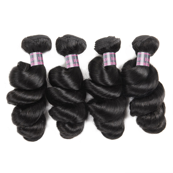 Ishow Loose Wave Hair Bundles With Closure Brazilian Hair 4 Bundles With 2x6 Lace Closure