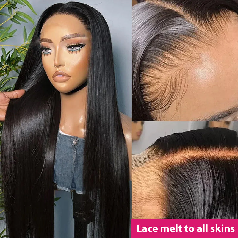 HD Lace Wig With Natural Hairline On Mannequin Showcasing Sleek Straight Style