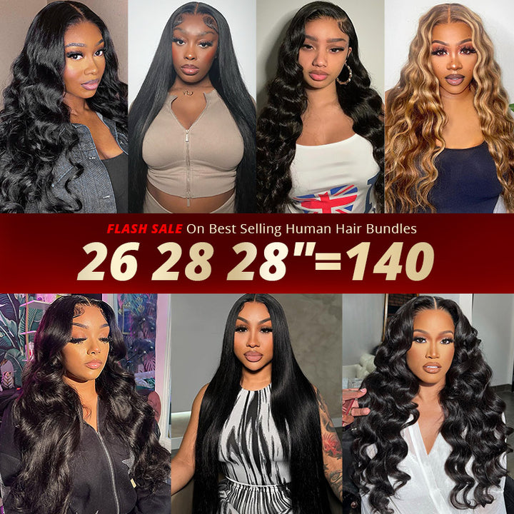 【Flash Sale】26 28 28"=$140 Only For Ishow Best Selling Body Wave/Loose Wave/Straight Human Hair Bundles With Closure