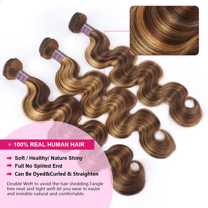 P4/27 Human Hair Extensions With Product Details On A White Background
