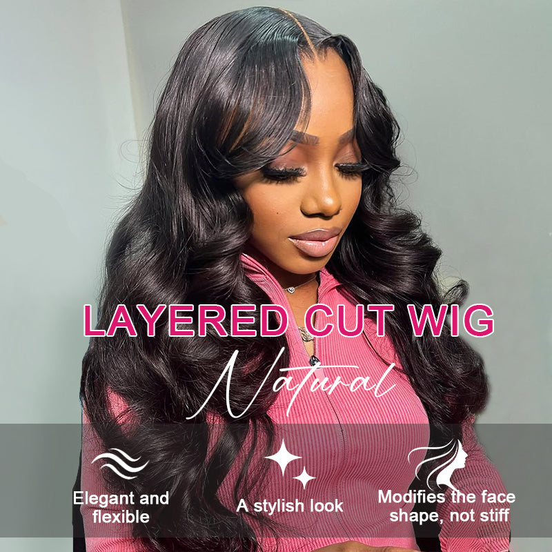 Ishow Layered Cut Glueless Straight And Body Wave Wig 5x5 Lace Closure And 13x4 Lace Front Pre-Everything Human Hair Wigs