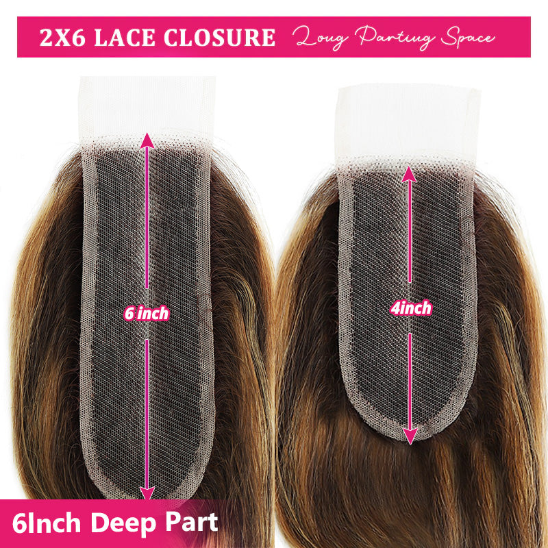 Comparsion With 2x6 And 2x4 Lace Size Closure, 6 Inch One Can Make A Deep Part