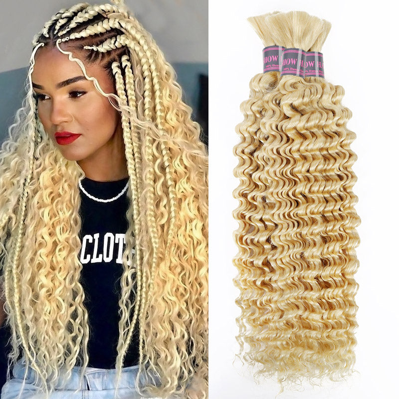 Ishow Bulk Human Hair For Braiding #27 Honey Blonde Deep Wave/#27 Straight Hair/#P4/27 Water Wave Human Braiding Hair