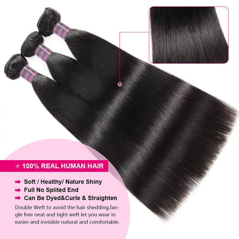 Ishow Virgin Indian Straight Human Hair Weave 4 Bundles