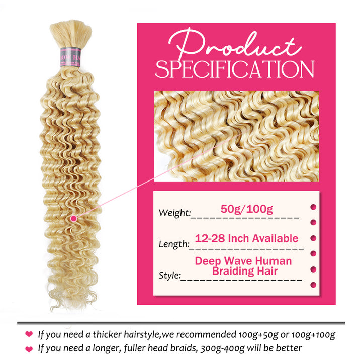 Ishow Bulk Human Hair For Braiding #27 Honey Blonde Deep Wave/#27 Straight Hair/#P4/27 Water Wave Human Braiding Hair