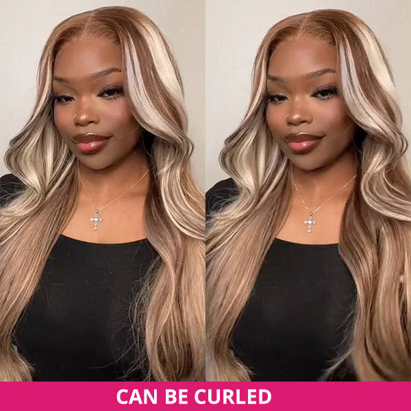 Ishow PPB™ Invisible Knots P4/613 Brown With Blonde Highlighted Glueless Human Hair Wig Straight Hair Wigs