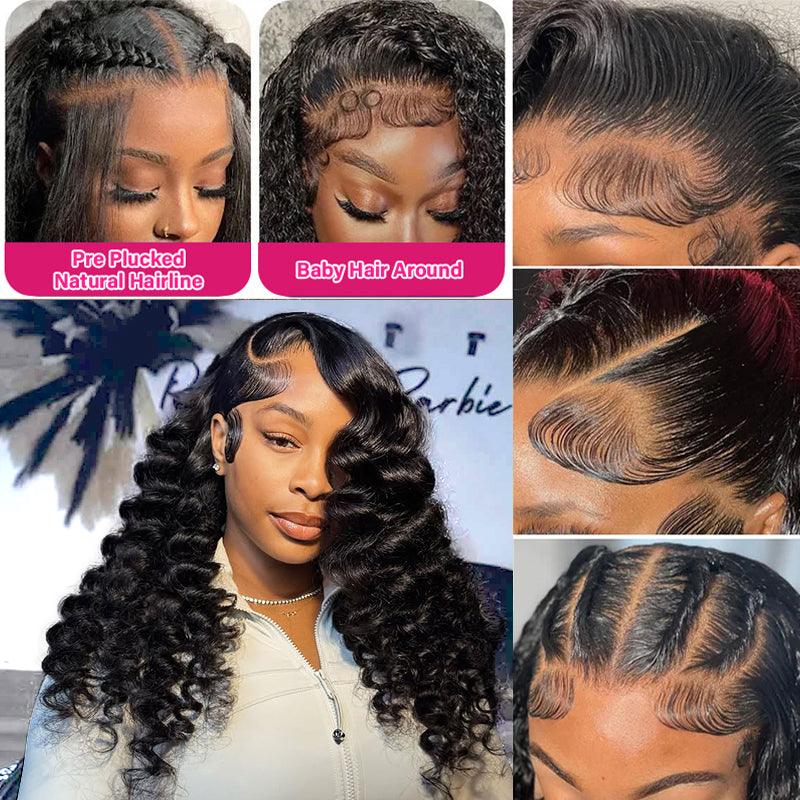 Loose Deep Wave Lace Wig Styled On Woman With Natural-Looking Curls