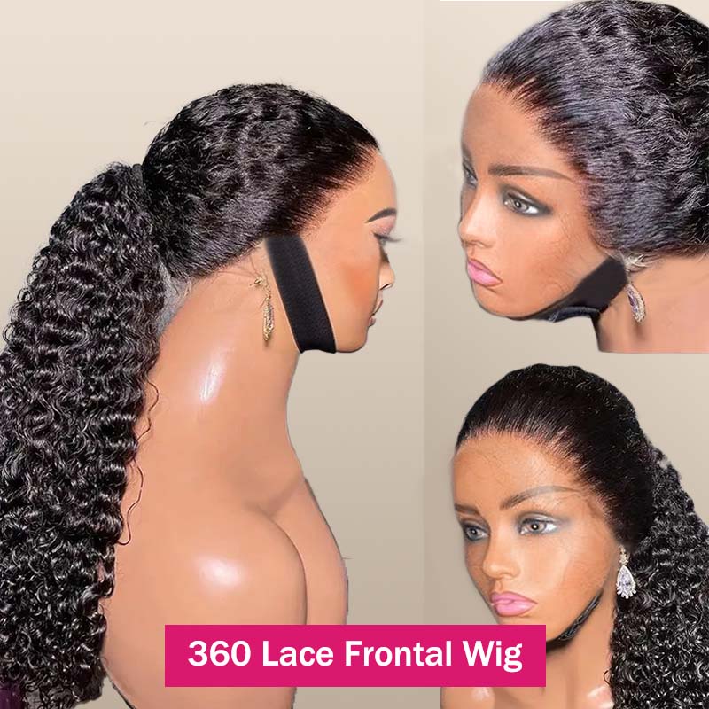 360 Lace Frontal Wig With Defined Curls and Adjustable Straps On Display